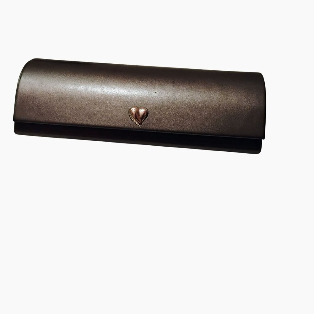 Carolee Grey Faux Leather Eyeglasses Case With Heart Detail & Magnetic Closure - Picture 10 of 10